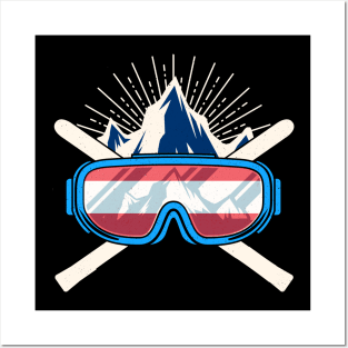 Ski Austria Austrian Skiing Skier Flag Winter Sports Posters and Art